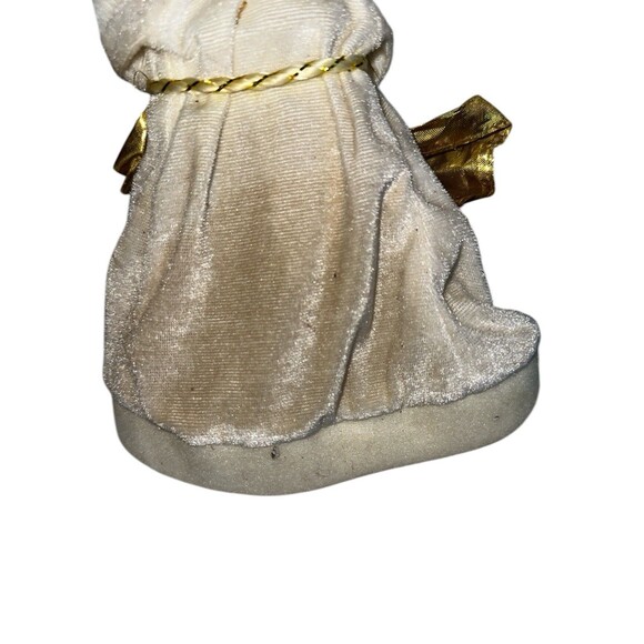 Vintage Gold Wing Angel Tree Topper White Velvet Gown Classic Christmas Angel - Picture 7 of 10